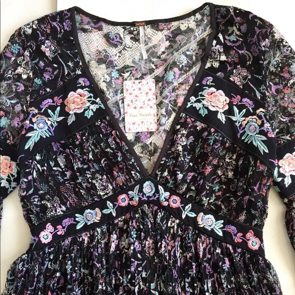 Free People Cherry Blossom Embroidered Mini Dress - Picture 12 of 14